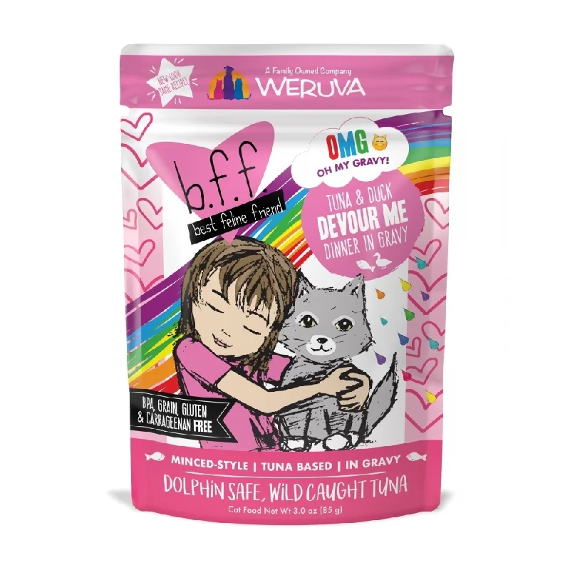 lightweight waterproof dog coat-Weruva BFF Tuna & Duck Devour Me Pouches Wet Cat Food