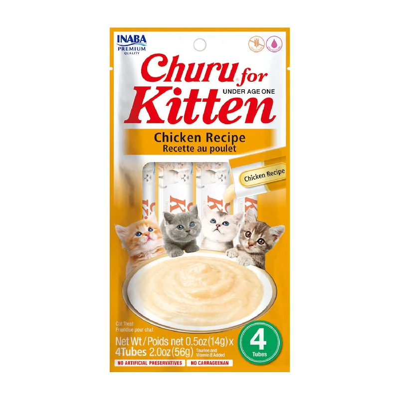 chew-proof small animal play tunnel-Inaba Churu Chicken Kitten Cat Treats 4pk