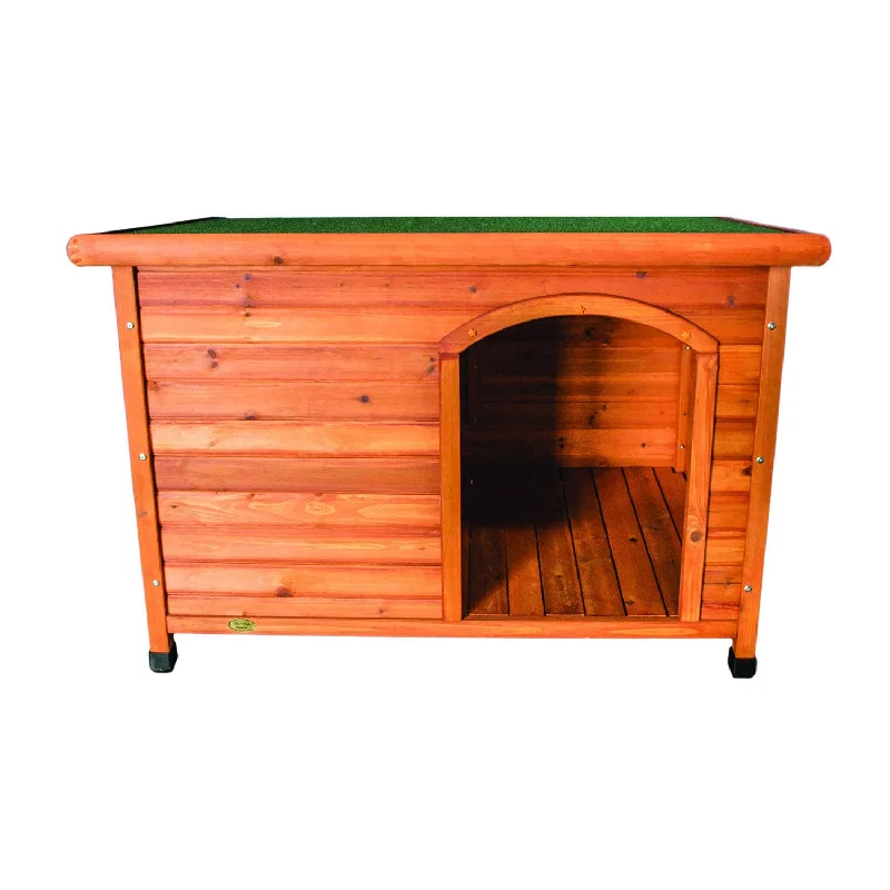 vet-recommended fish food-Canine Care Log Cabin Side Entry Open Top Wooden Kennel Red