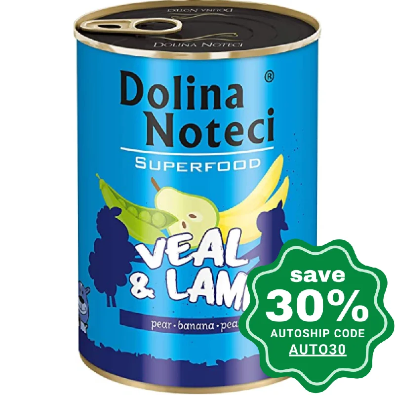 scratch-resistant dog car seat cover-Dolina Noteci - Superfood Wet Dog Food - Veal & Lamb - 400G (Min. 6 Cans)