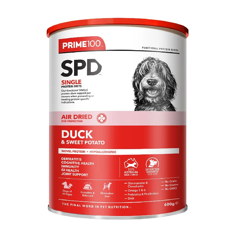 spill-proof travel water dispenser-Prime100 SPD Air Dried Duck & Sweet Potato Adult Dry Dog Food