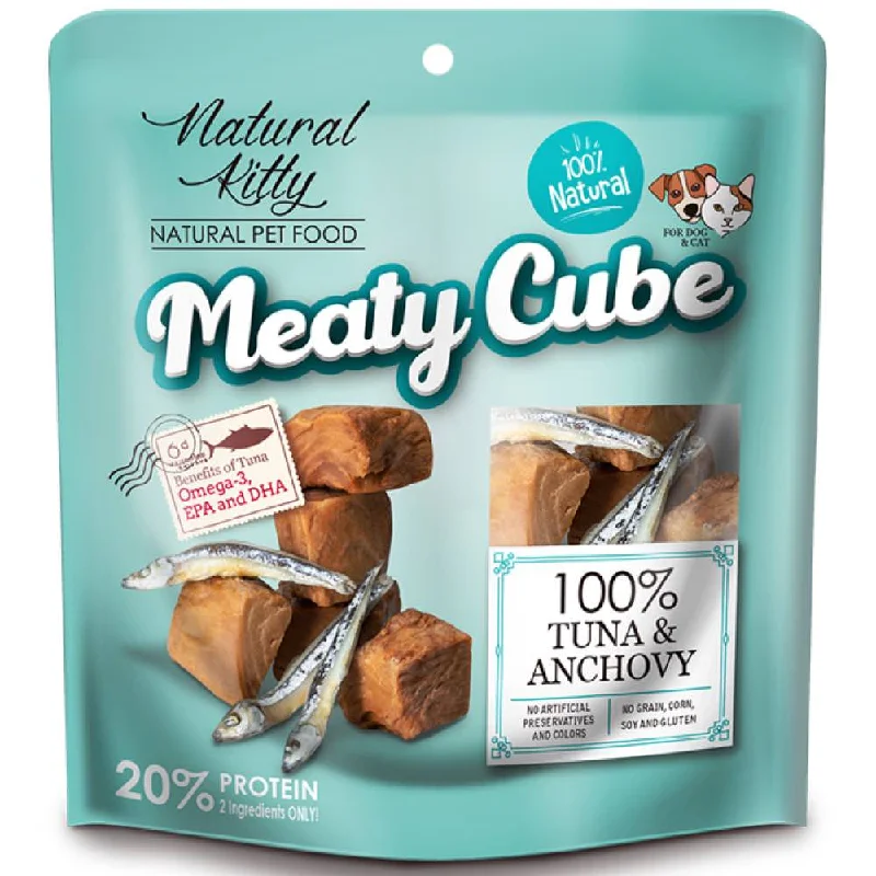 interactive smart pet camera-Natural Kitty Meaty Cube 100% Tuna & Anchovy Treats For Cats & Dogs 60g