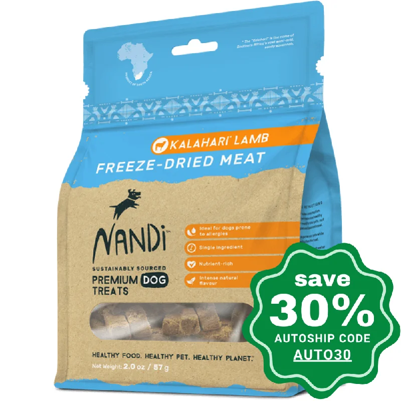 spill-proof dog food mat-Nandi - Freeze-Dried Treats - Kalahari Lamb - 57G