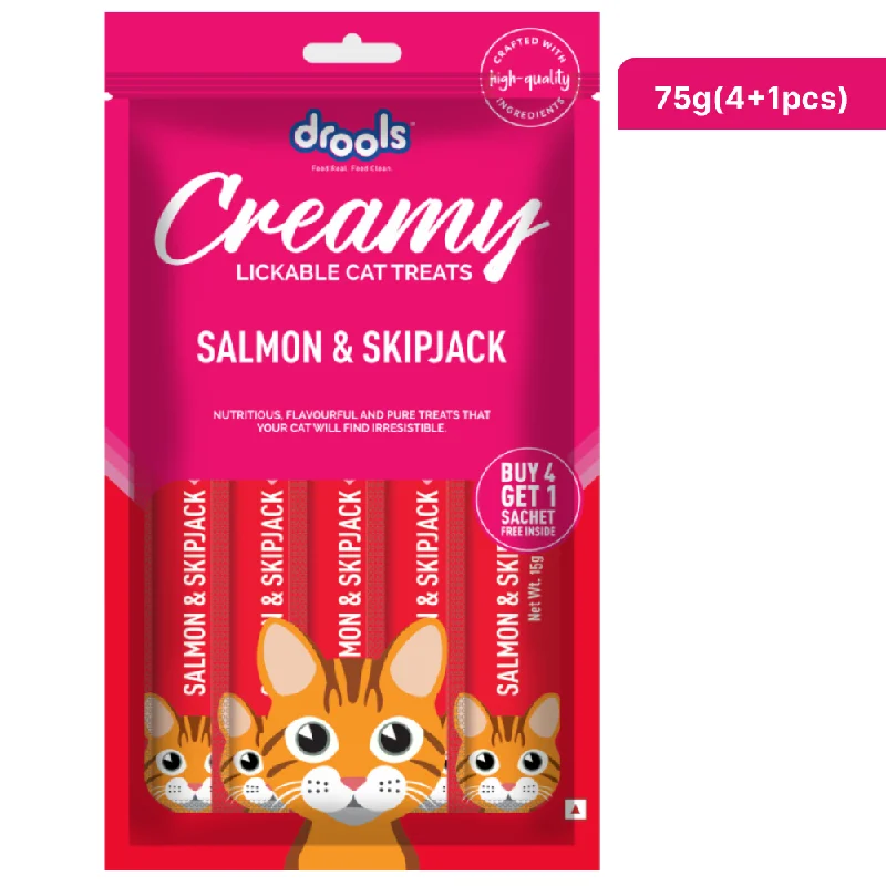 heavy-duty waterproof pet stroller-Drools Salmon & Skipjack Creamy Cat Treats