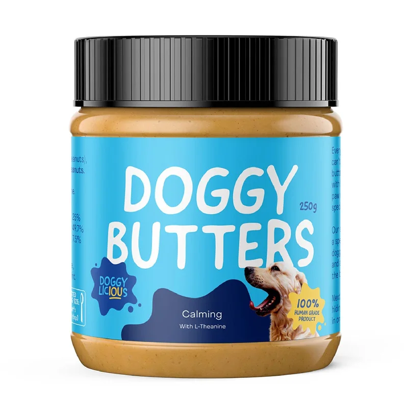 chew-resistant parrot play gym-Doggylicious Doggy Butters Calming Peanut Butter Dog Treat 250g