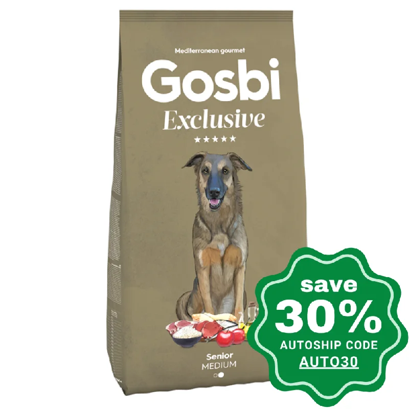 no-splash dog water bowl-Gosbi - Dry Food for Medium Breeds Senior Dogs - Exclusive Senior Medium Recipe - 12KG