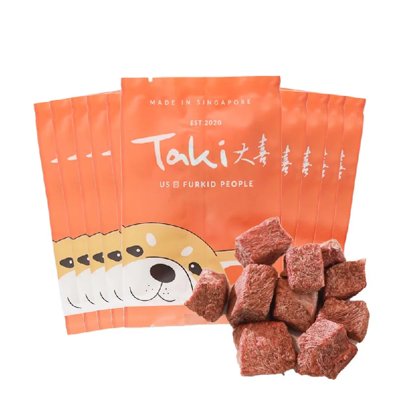 portable water bowl for pets-Taki Sanchoku Wagyu Beef Cubes Grain-Free Freeze-Dried Treats For Cats & Dogs (10 Packets) 90g