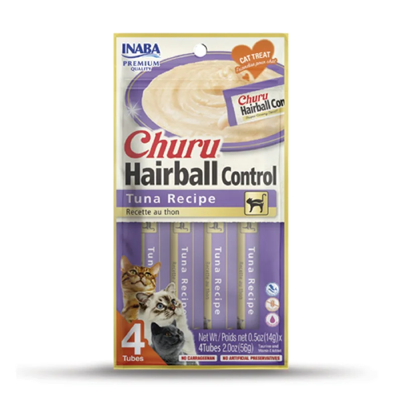 chew-resistant hamster wheel-Inaba Hairball Control Churu Tuna Cat Treats 4pk