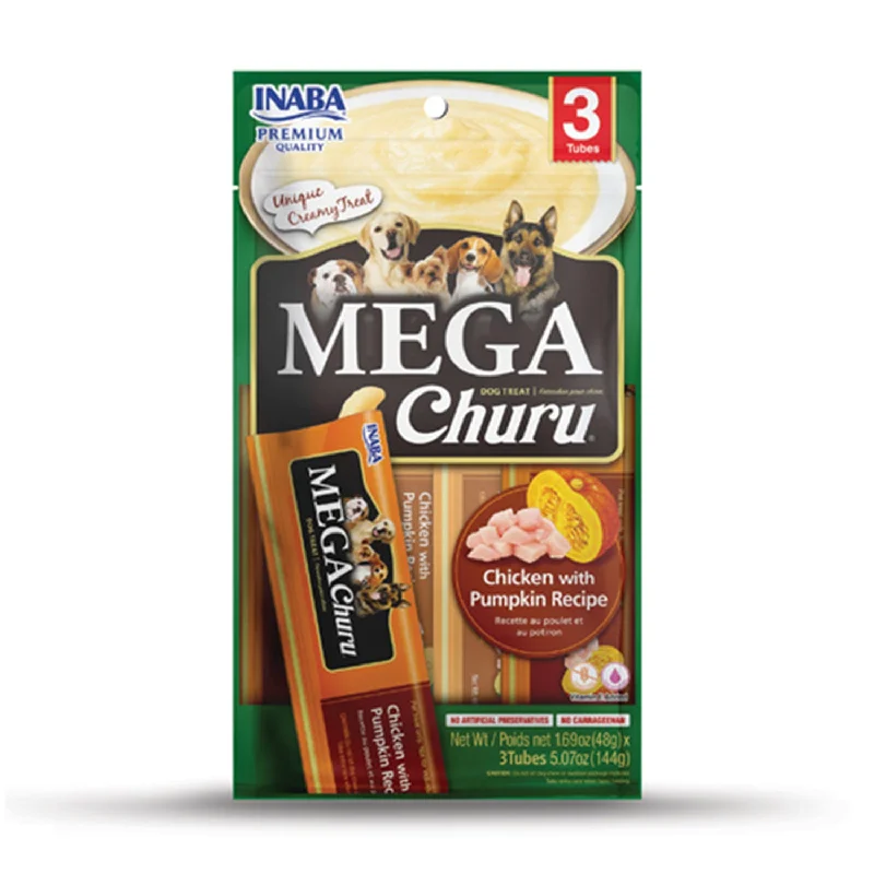 portable pet-safe flea comb-Inaba Mega Churu Chicken with Pumpkin Dog Treats 48g Tubes 3pk