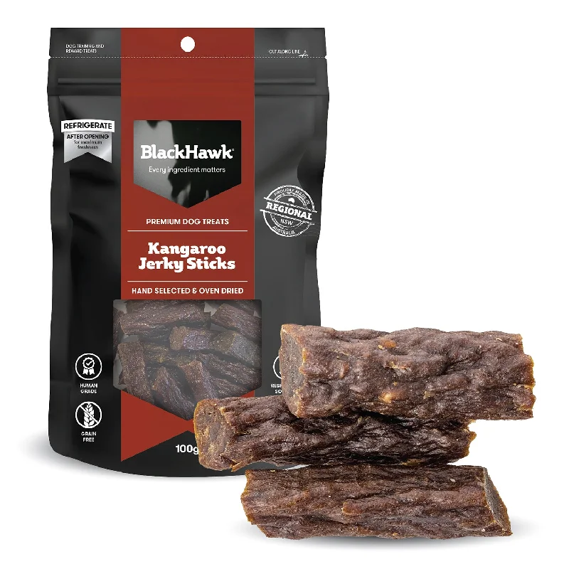 puppy crate training set-Black Hawk Kangaroo Jerky Sticks Dog Treat 100g