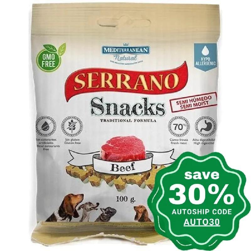 pet-safe natural flea shampoo-Mediterranean Natural - Serrano - Dog Snacks - Beef - 100G (min. 6 Packs)