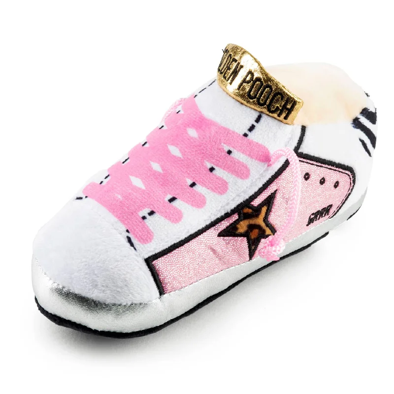 soft fleece pet blanket-Golden Pink Pooch Sneaker Dog Toy