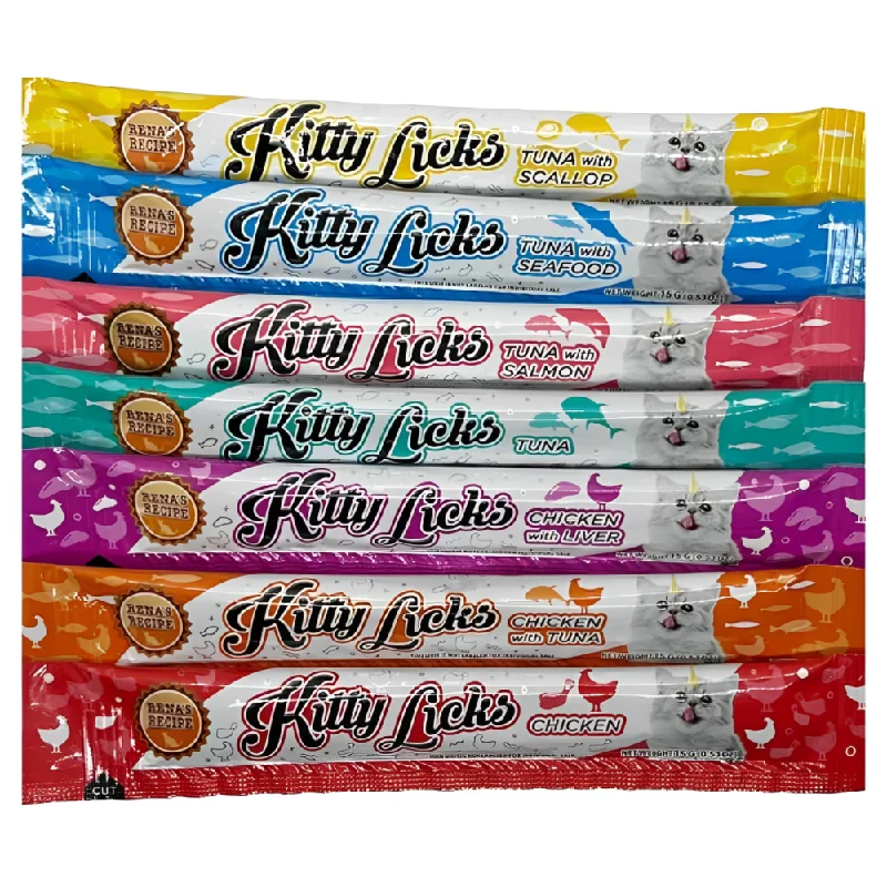 non-toxic pet grooming foam-Kitty Licks 7 in 1 Assorted Flavours Cat Treats