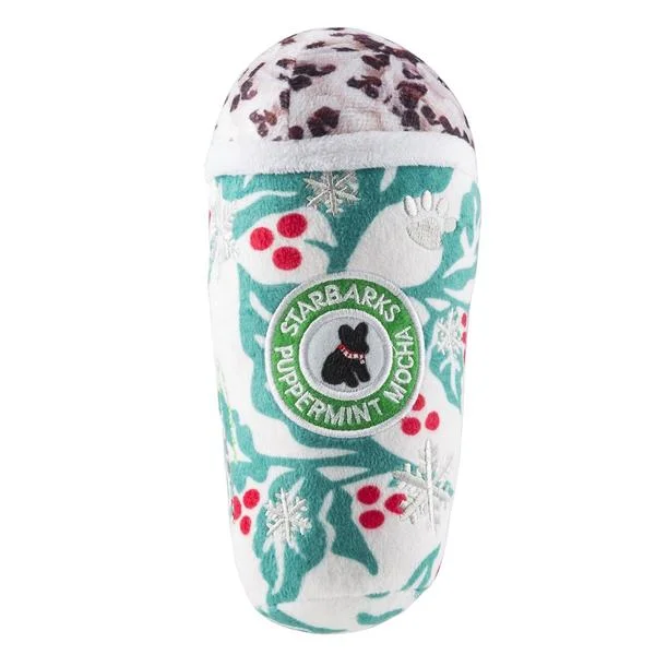 chew-resistant small pet hideaway-Starbarks Puppermint Mocha - Holly Print Cup