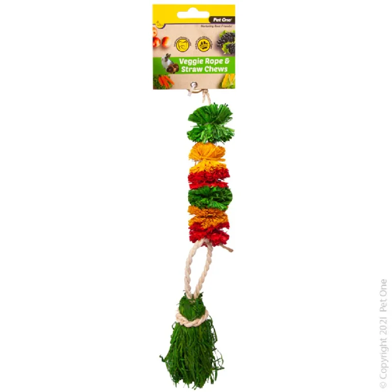 automatic chicken feeder-Pet One Small Animal Veggie Rope And Straw Chew Hanging Pom Poms