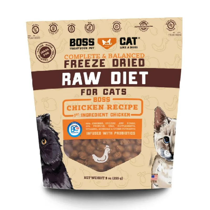 automatic chicken feeder-Boss Cat Complete & Balanced Freeze Dried Raw Diet for Cats Chicken Recipe (9 oz)