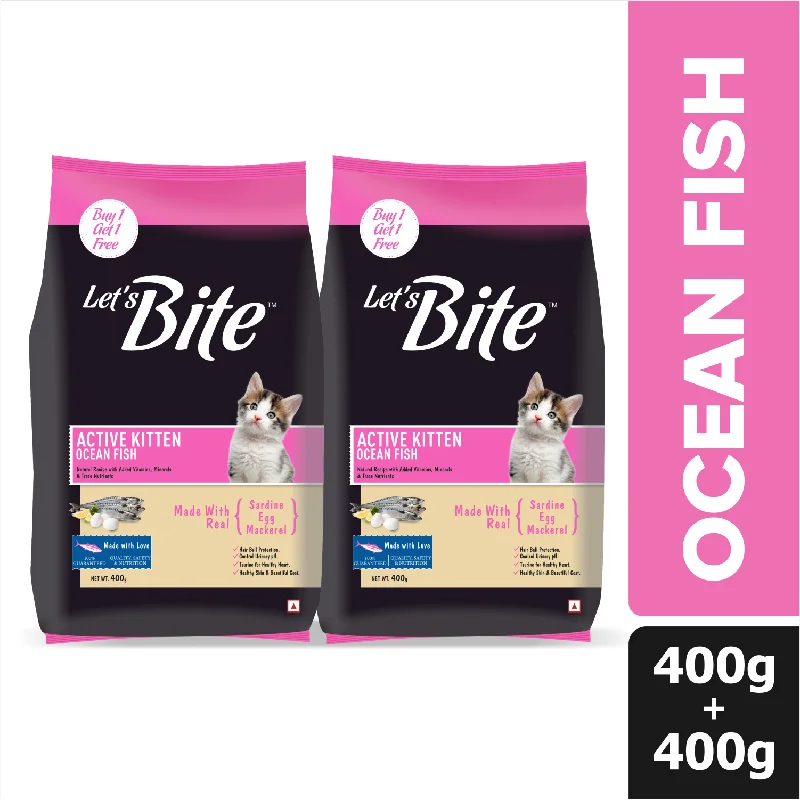 vet-approved puppy teething gel-Let's Bite Active Kitten Ocean Fish Cat Dry Food (Buy 1 Get 1 Free)