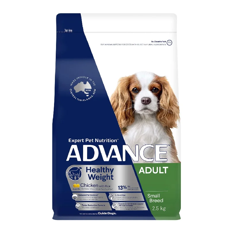 reflective dog safety vest-Advance Small Breed Healthy Weight Chicken & Rice Adult Dry Dog Food 2.5kg