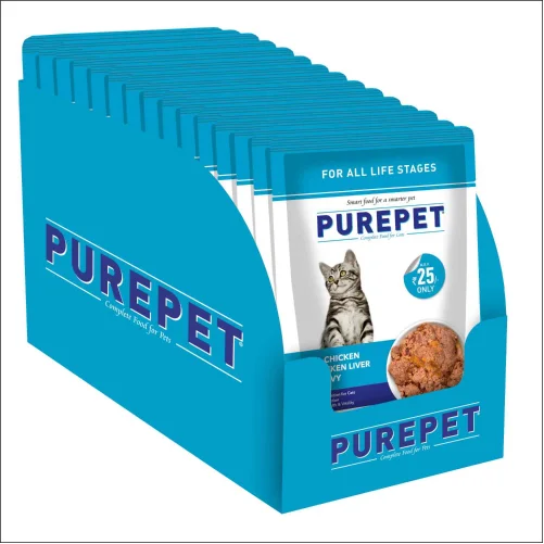 non-toxic pet grooming foam-Purepet Real Chicken & Chicken Liver in Gravy Cat Wet Food