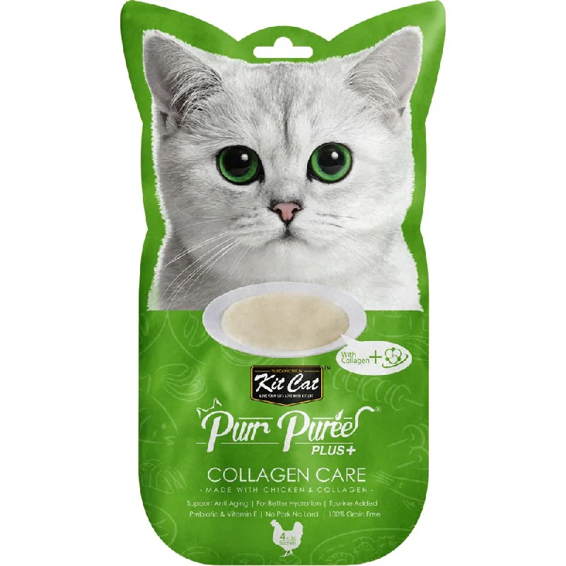 cat scratch-resistant sofa cover-4 FOR $14 (Exp 18Oct24): Kit Cat Purr Puree Plus Collagen Care Chicken Cat Treats 60g