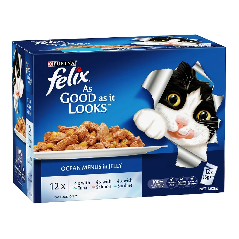 portable bird carrier backpack-Felix Ocean Menus in Jelly Adult Wet Cat Food Pouces 12x85g