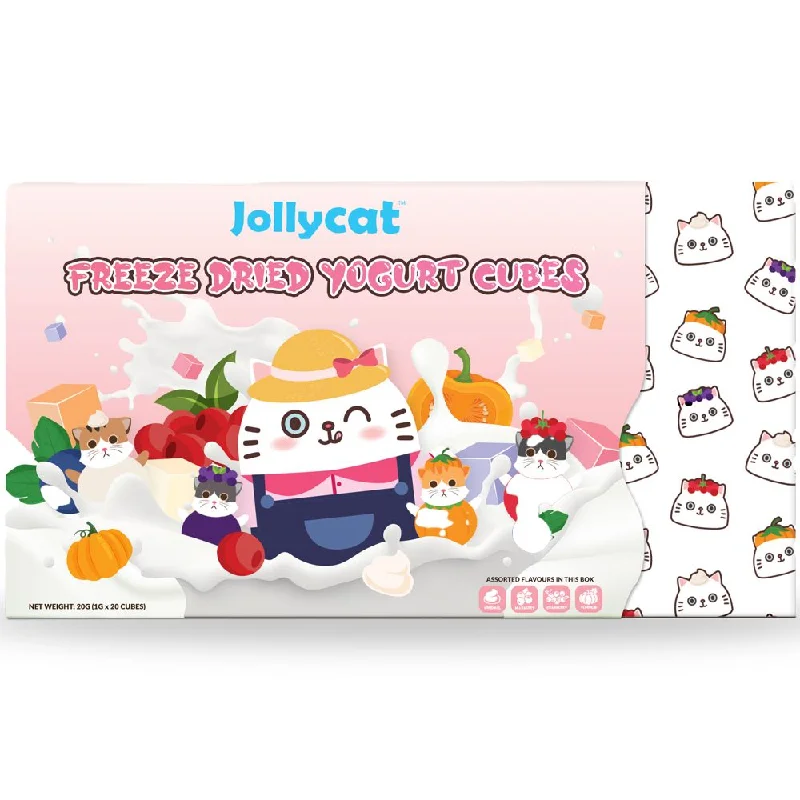 collapsible dog kennel-Jollycat Yoghurt Cubes Assorted Flavours Freeze-Dried Cat Treats 20pc