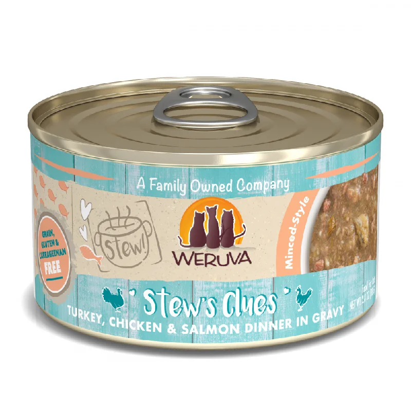 extra-durable dog rope toy-Weruva Classic Cat Stews! Stew's Clues with Turkey Chicken & Salmon in Gravy Canned Cat Food