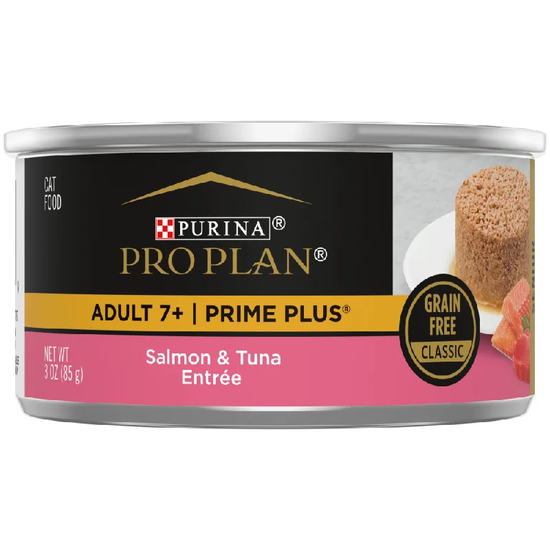 interactive cat treat puzzle-Purina Pro Plan Prime Plus 7+ Salmon & Tuna Entree Classic Canned Cat Food