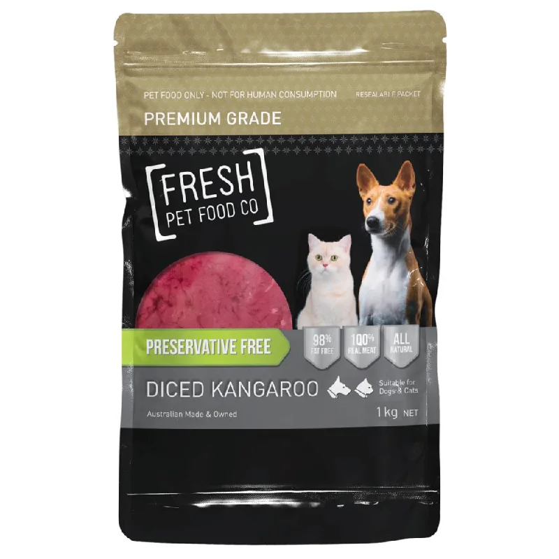 senior dog joint supplement-Fresh Pet Food Co Raw Premium Diced Kangaroo Frozen Cat & Dog Food 1kg