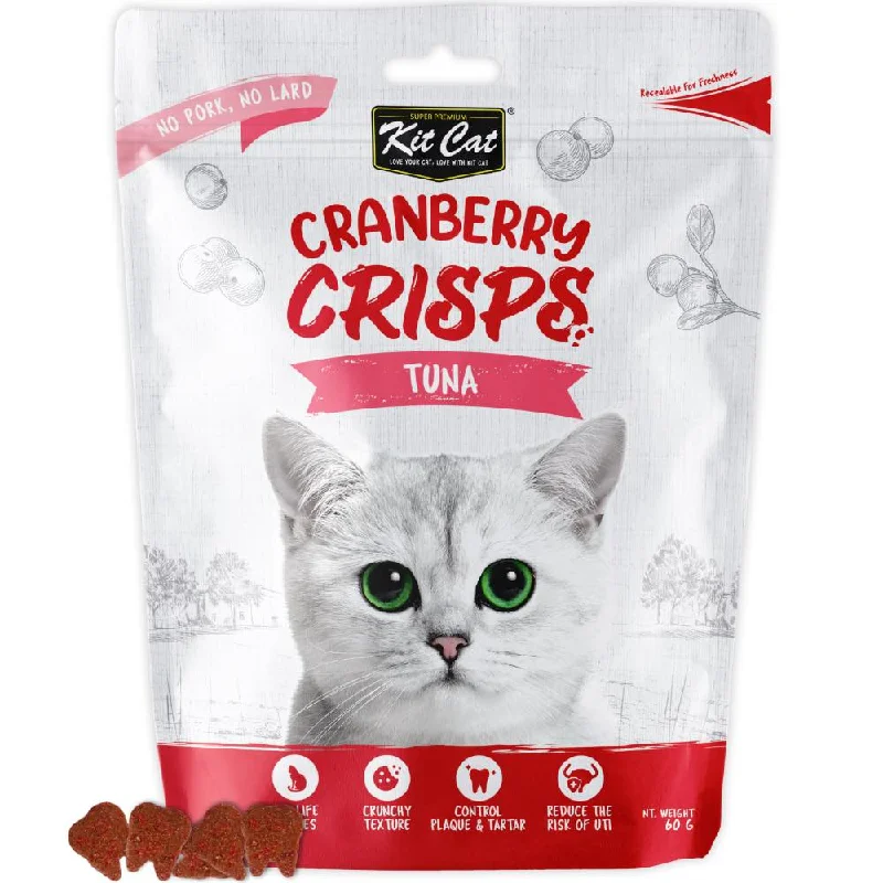 space-saving corner cat bed-Kit Cat Cranberry Crisps Tuna Cat Treats 60g