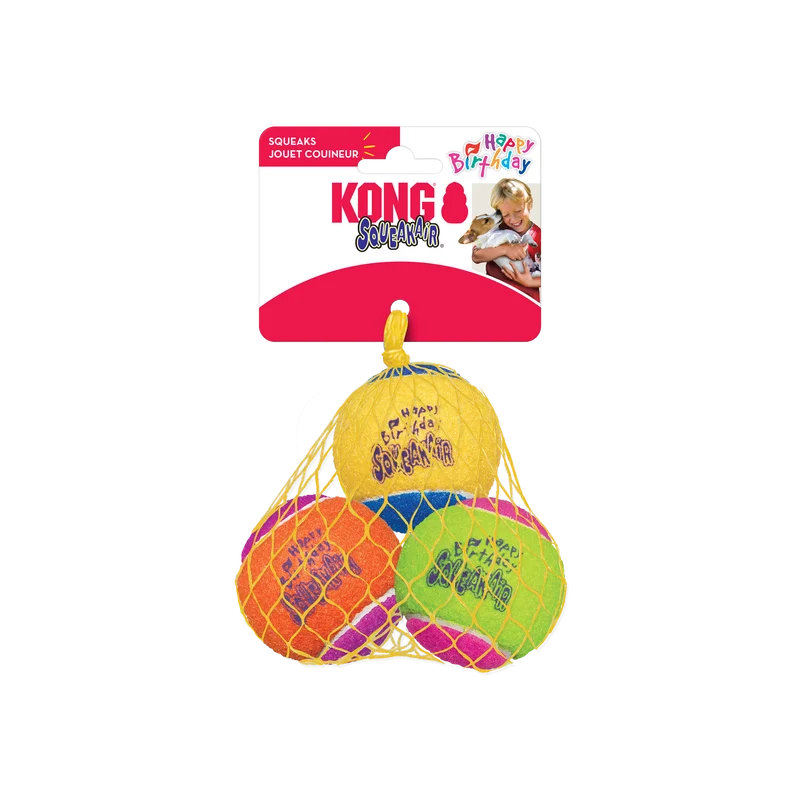 non-slip dog yoga mat-KONG Dog SqueakAir Birthday Balls 3pk