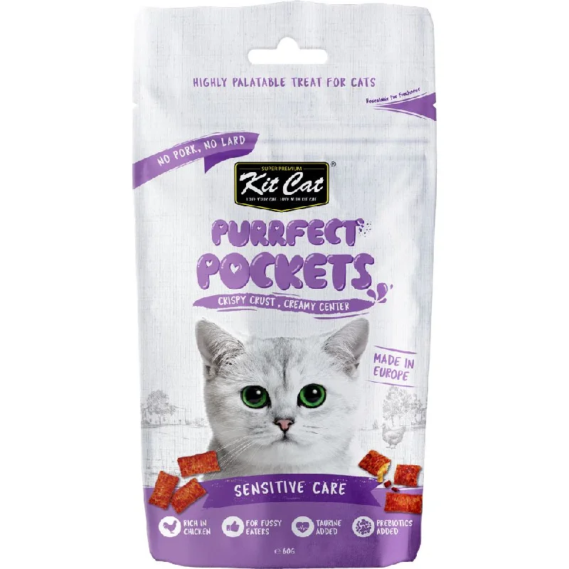 chew-resistant hamster wheel-3 FOR $9: Kit Cat Purrfect Pockets Sensitive Care Cat Treats 60g