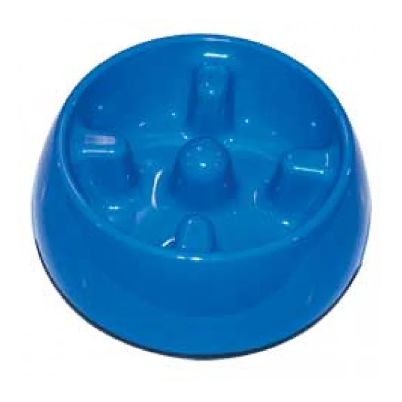 self-cleaning pet fur roller-Dogit Go Slow Anti-Gulping Dog Bowl Blue