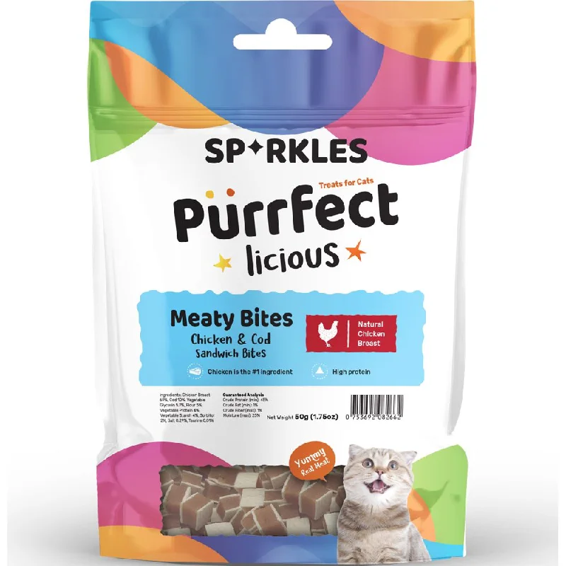 waterproof dog cooling vest-3 FOR $8.80: Sparkles Purrfectlicious Meaty Bites Chicken & Cod Sandwich Bites Cat Treats 50g