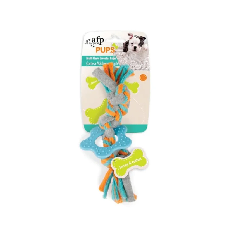 interactive cat treat puzzle-Puppy Multi Chew Rope Ring Toy - Dog Knotted Braided Cotton Teething Play AFP