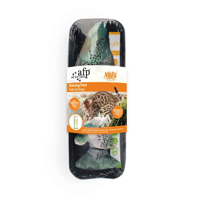 compact bird travel cage-Jittering Trout Cat Toy - Flopping Dancing Fish + Catnip Silvervine Electric USB