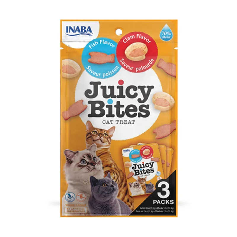 pet-safe disinfecting spray-Inaba Juicy Bites Fish & Clam Cat Treats 3pk