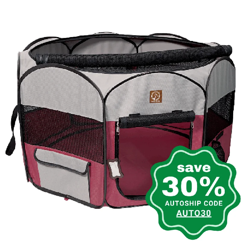 pet-safe disinfecting spray-One for Pets - Fabric Portable Playpen - Fuchsia/Grey - 46" x 46" x 20.5"(L)