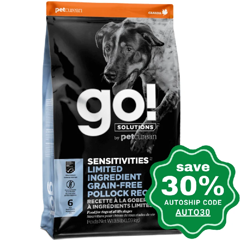 weatherproof dog kennel-GO! SOLUTIONS - SENSITIVITIES Dry Food for Dog - Limited Ingredient Grain Free Pollock Recipe - 3.5LB