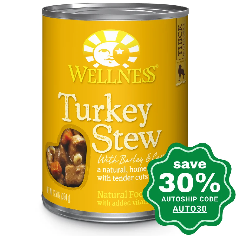 pet-safe disinfectant wipes-Wellness - Stew - Canned Dog Food - Turkey with Barley & Carrots - 12.5OZ (min. 12 Cans)