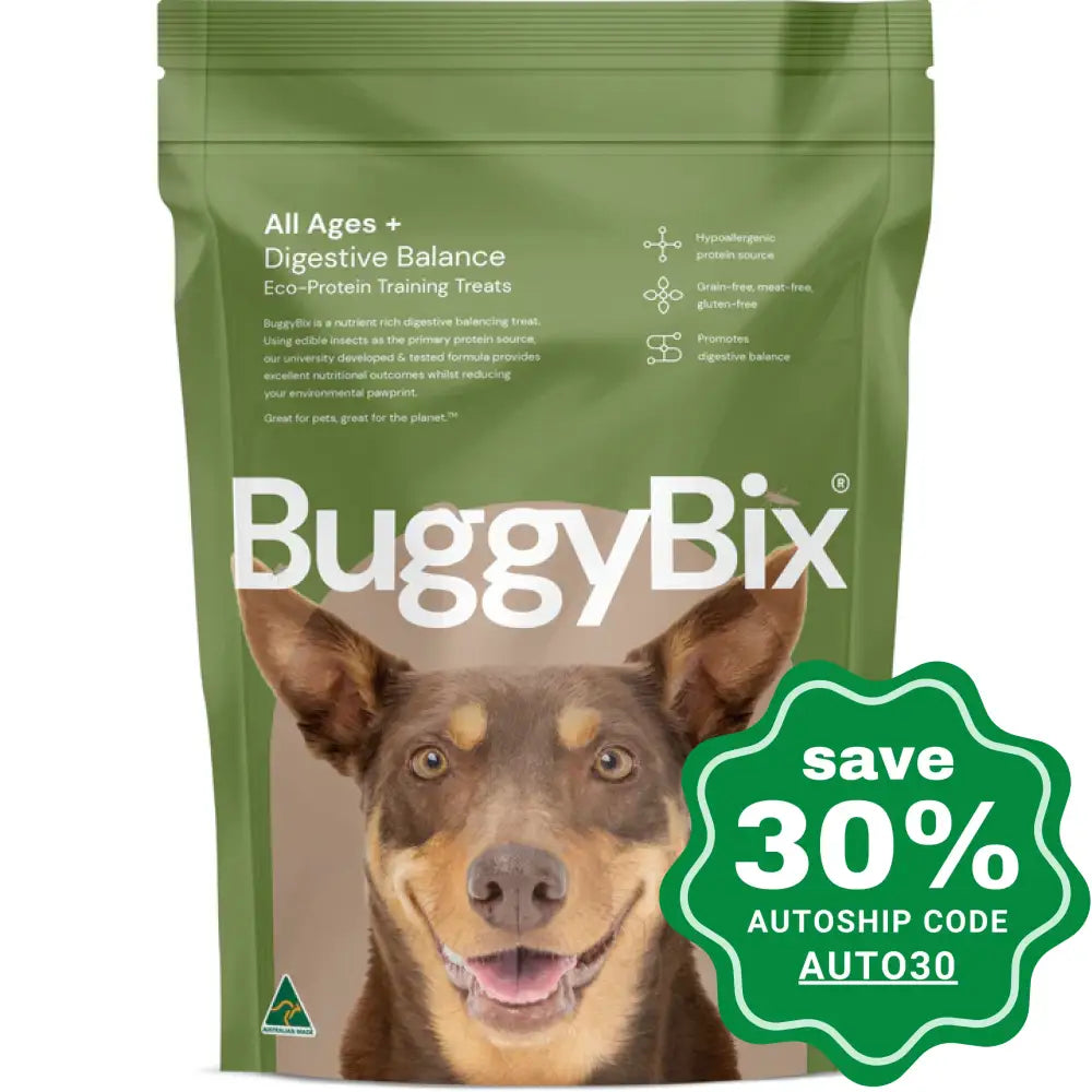 noise-reducing dog ear muffs-BuggyBix - Dried Treats For Dogs - All Ages + Digestive Balance Eco-Protein Training Treats - 170g