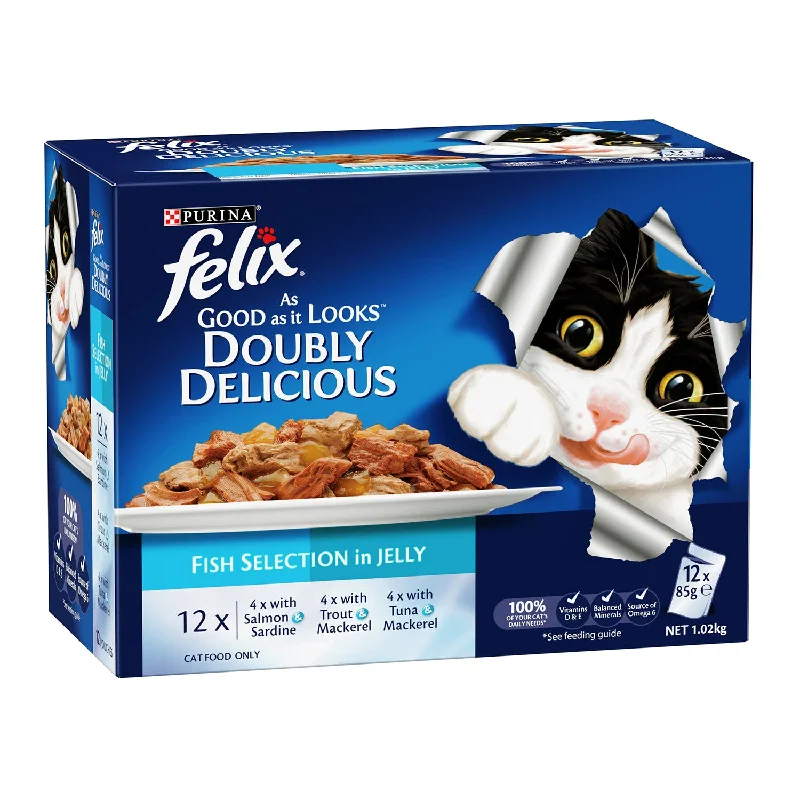 outdoor heated pet shelter-Felix Fish Selection in Jelly Adult Wet Cat Food Pouches 12x85g