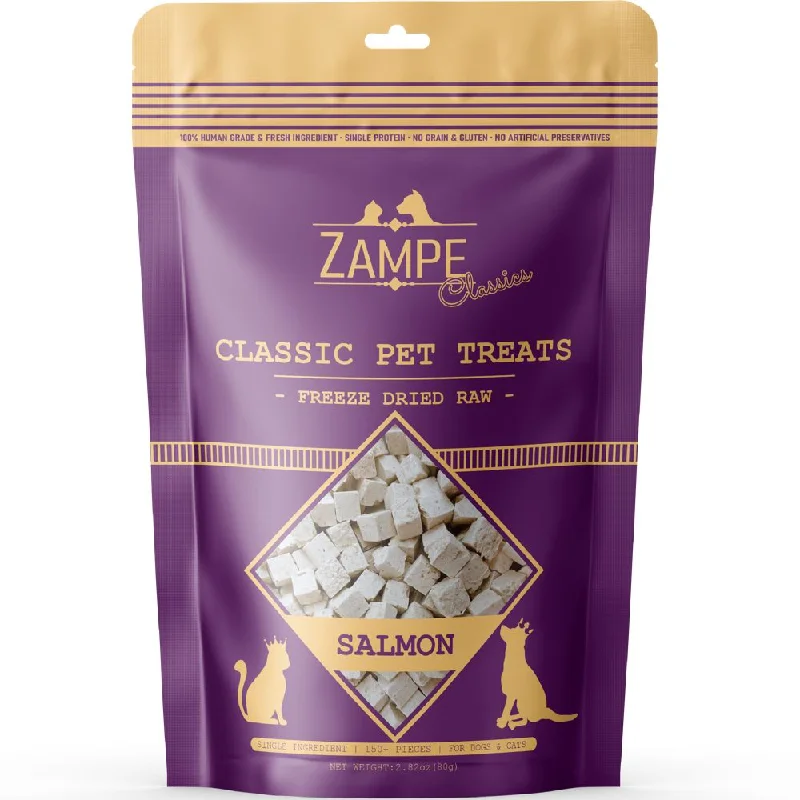 chew-resistant silicone pet toys-BUNDLE DEAL: Zampe Salmon Grain-Free Freeze-Dried Raw Treats For Cats & Dogs 80g