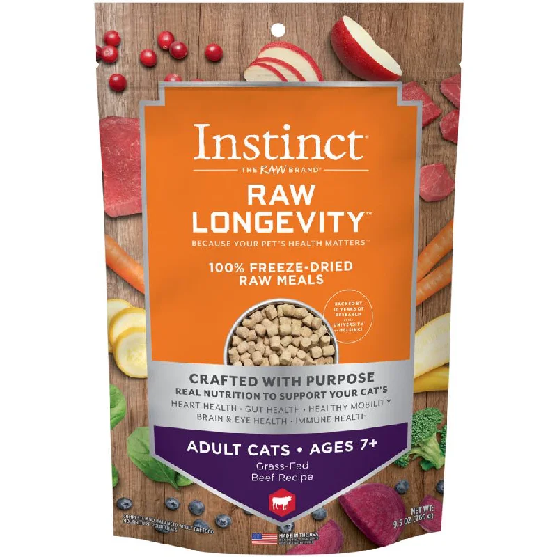 odor-control cat litter pellets-Instinct Raw Longevity 7+ Beef Grain-Free Adult & Senior Freeze-Dried Raw Cat Food 9.5oz