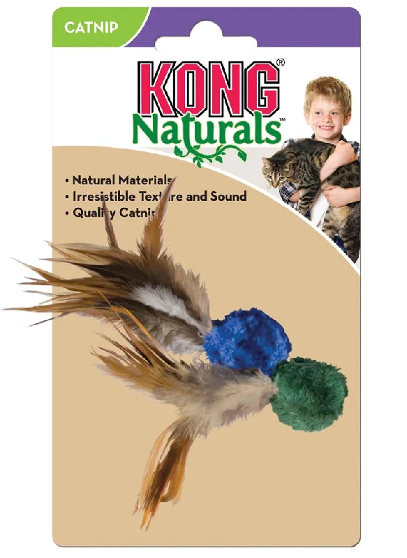 odor-eliminating natural cat litter-Kong Crinkle Balls with Feathers