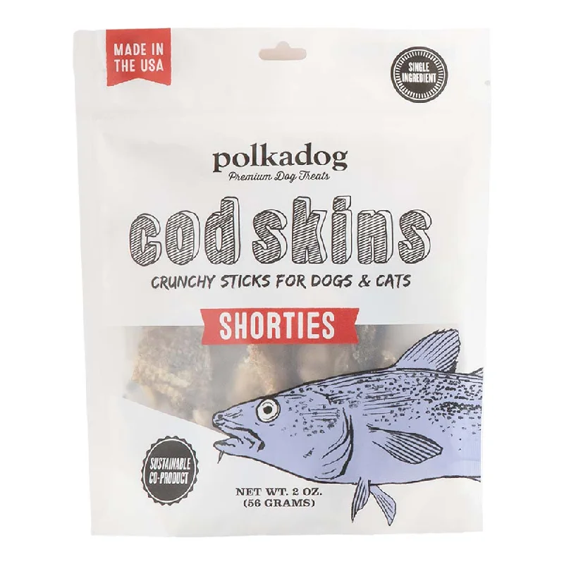 soft chew dog vitamins-Polkadog Cod Skin Jerky Shorties Grain-Free Treats For Cats & Dogs 2oz (Pouch)