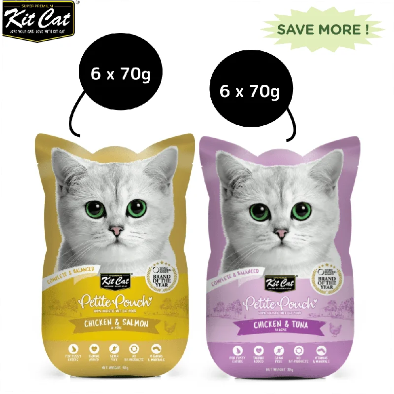 self-cleaning pet fur roller-Kit Cat Chicken and Tuna and Chicken and Salmon Cat Wet Food Combo