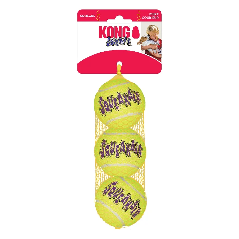 large breed dog chew bone-KONG Airdog SqueakAir Tennis Balls Medium 3 Pack