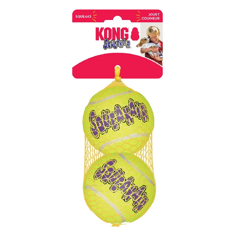 catnip-infused scratching pad-KONG Airdog SqueakAir Tennis Balls Large 2 Pack