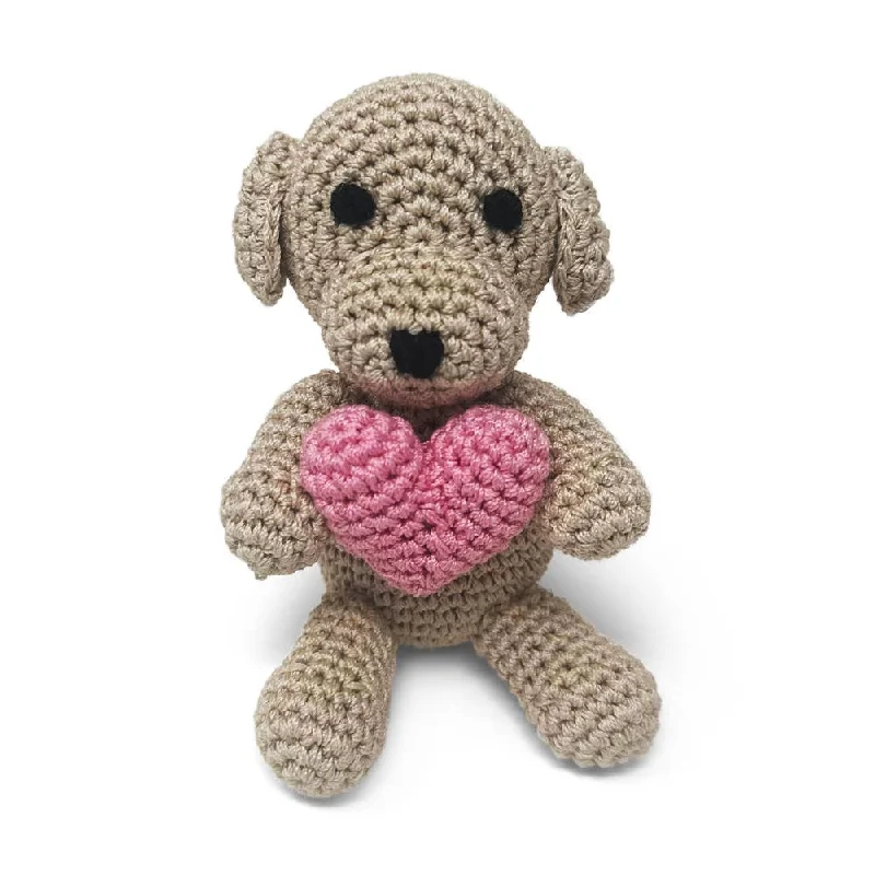 smart pet food dispenser-Crochet Puppy Heart Dog Toy